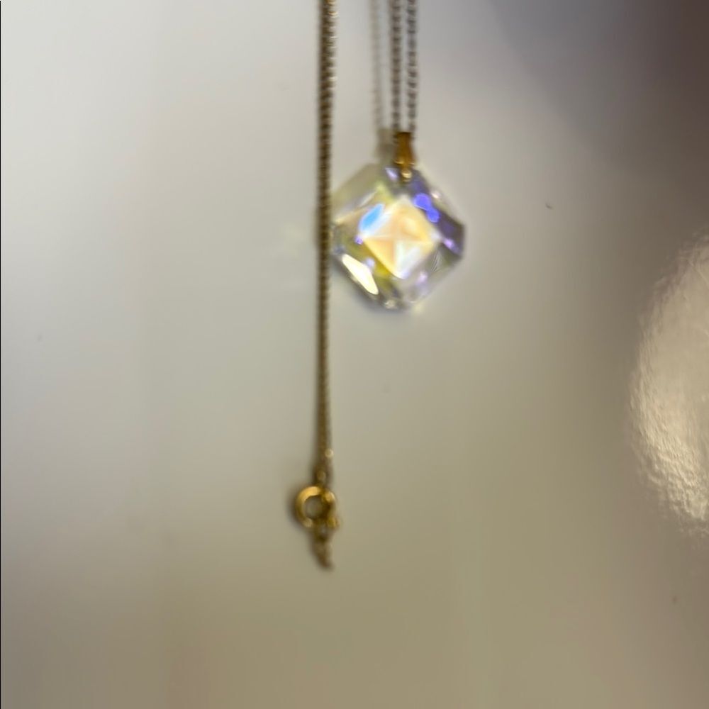 Gold and Silver Geometric Crystal Necklace - Picture 3 of 3